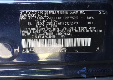 2023 Toyota Rav4 Xle Premium из США, поврежденный, VIN 2T3C1RFV6PW289649